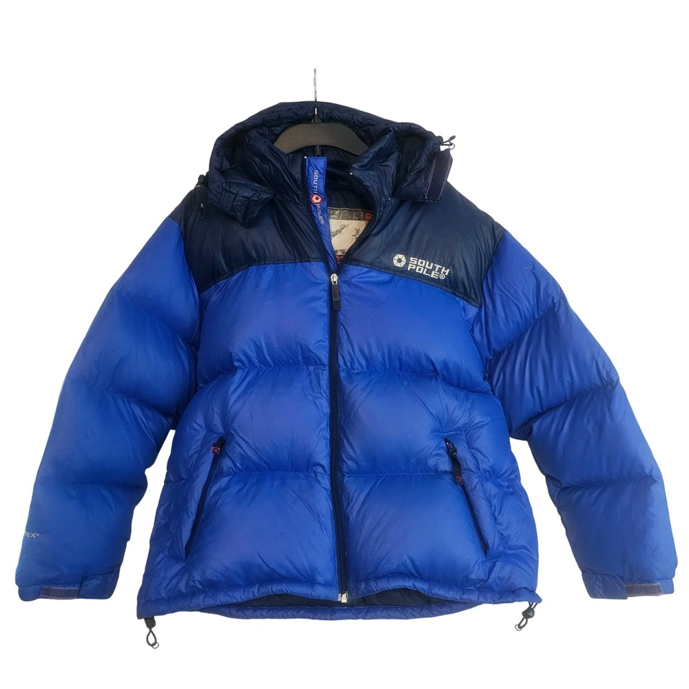 Y2K Vintage South Pole XL Navy /Cobalt Blue Down Winter Puffer Jacket 82628 1084